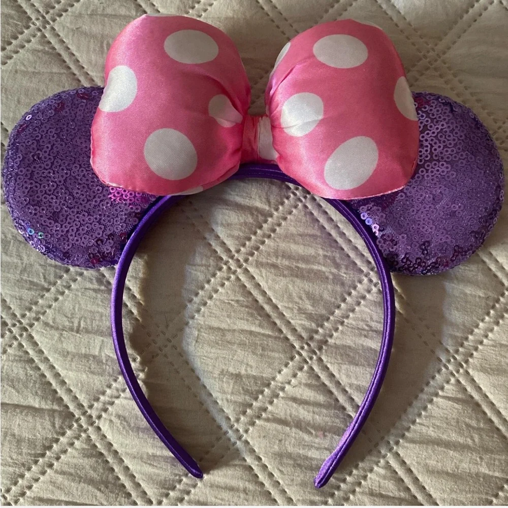 Pink and Purple Polka Dot Mouse Ears Headband